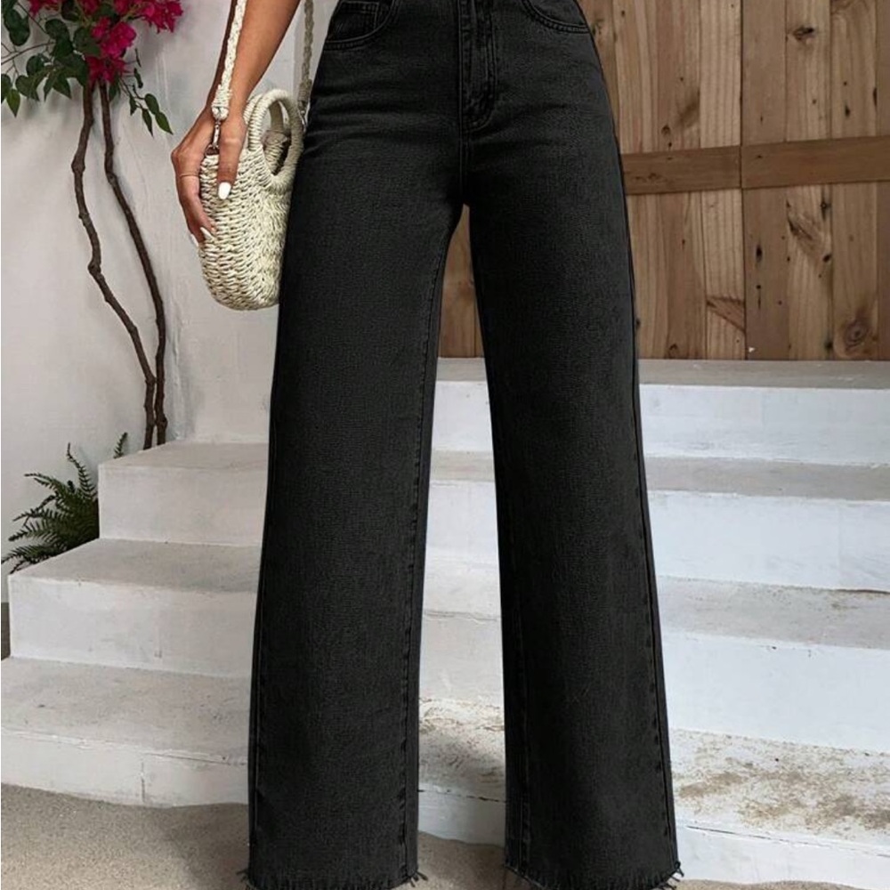 Women's Black Wide-Leg Jeans